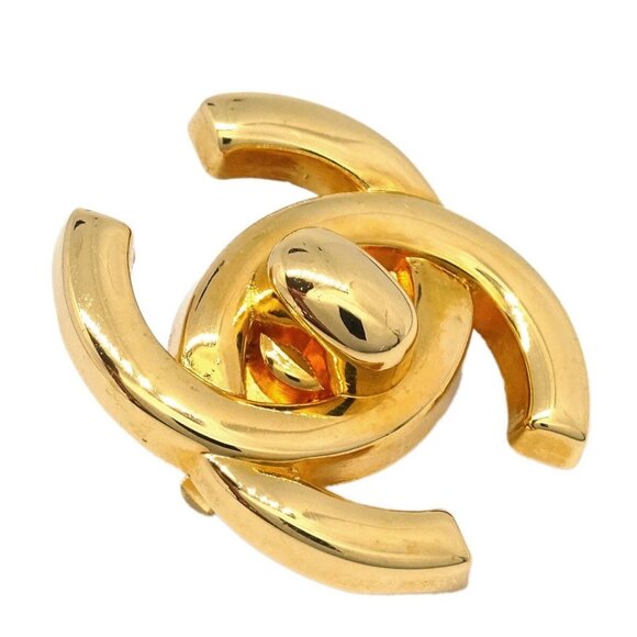 Chanel CC Turnlock Earrings Clip-On Gold Small 96A - Picture 2 of 4